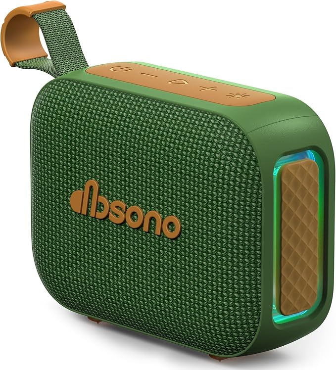 dbsono Portable Bluetooth Speaker Waterproof Gift: IPX5 HD Sound Up to 24H Playtime, TWS Pairing, Wireless Speakers with Lights, Mom Gifts, Outdoor|Travel| Camping|Pool|Beach Essentials-Dark Green