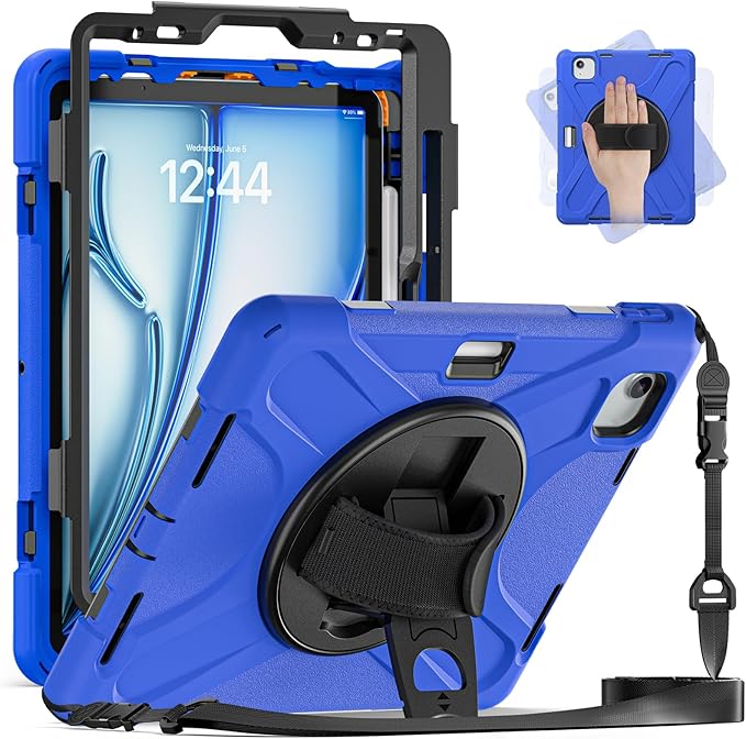 BRAECN for iPad Air 11 inch Case 2026(M4) 2025(M3) 2024(M2),iPad Pro 11 inch(4th/3rd/2nd/1st)& Air 10.9"(5th/4th) Case Protective with Pencil Holder 360°Rotating Stand Handle Strap Cover