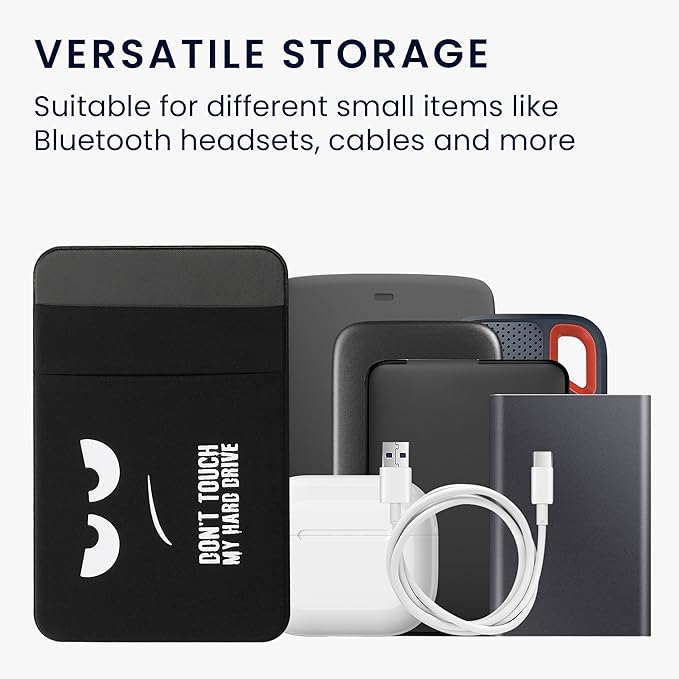kwmobile Elastane Sleeve Compatible with SanDisk Portable SSD, Samsung T7, Crucial X8, HDD Case - Stretchy Holder for External SSD - 13x8.3cm (5.1x3.3) - Don't Touch My Hard Drive