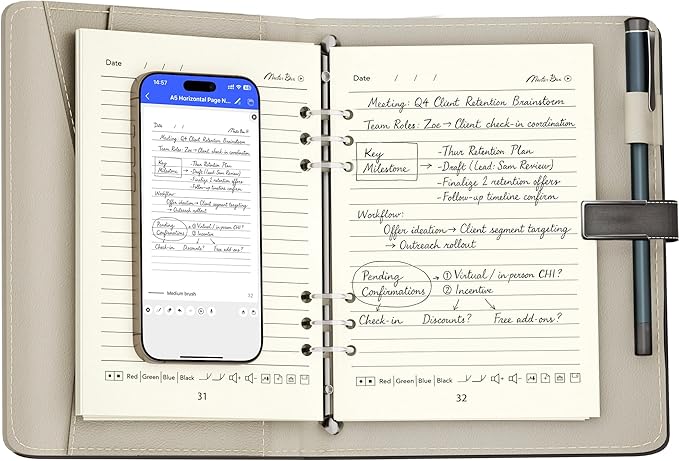Smart Sync Pen for Note Taking, Digital Notebook with Pen, Enables Synchronized Handwriting, Ocr to Text, Offline Storage, Audio Recording and Note Sharing, Compatible with IOS and Android