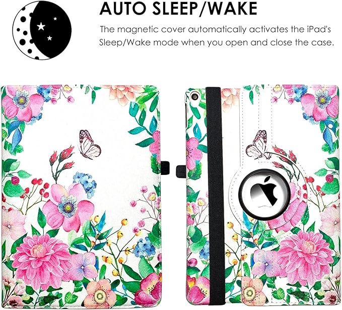 360 Rotating Stand Smart Case for iPad Air (3rd Gen) 10.5" & iPad Pro 10.5" - Auto Wake/Sleep Feature, Colorful Butterfly