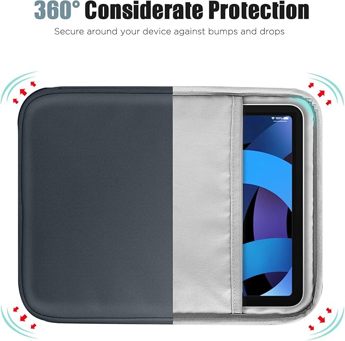 TiMOVO 9-11" Tablet Sleeve Bag for iPad 11-inch A16 2025, iPad 10.9"/10.2"| Air 11 Inch/5th/4th Gen. 10.9", Galaxy Tab A9+/A11Plus 11", Protective Bag with Pocket, Space Gray