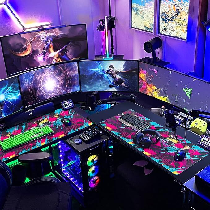 Canjoy Gaming Mouse Pad 31.5x15.8inch Extended XXL Large Mouse Pad Big Computer Keyboard Mouse Mat Desk Pad with Non-Slip & Rubber Base & Stitched Edge