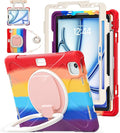 BATYUE Case for Air 11-inch M4 (2026)/M3 (2025)/M2 (2024), iPad Air 5th/4th 10.9 inch(2022/2020), iPad Pro 11" 4th/3rd/2nd/1st, Kids Cover with 360° Rotating Stand, Pencil Holder, Carrying Strap, Red