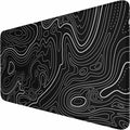 Large Gaming Mouse Pad with Stitched Edges, (31.5X15.7In) Durable Non-Slip Natural Rubber Base, Waterproof Computer Keyboard Pad Mat for Esports Pros, Gamer, Desktop, Office, Home, Terrain Black
