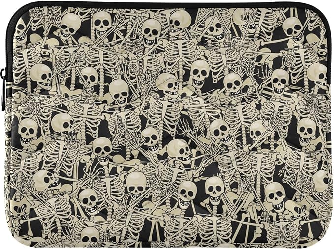 Gothic Skull Laptop Sleeve 13-14 Inch Waterproof Computer Bag for Women, Men - Cute Tablet Cover A06D24018