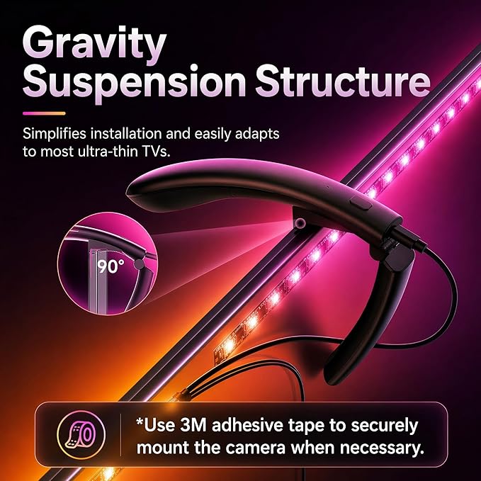 AOC TV Backlight Sync to Screen, Behind TV LED Changing Lighting for 75-85 Inch TVs, RGB LEDs Strip Lights with Sensor for Home Decorations Smart App Control, Movie Game Music & DIY Mode, 18.0FT