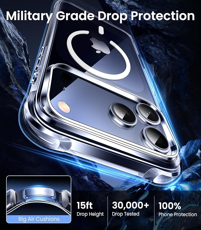 Mkeke Magnetic for iPhone 17 Pro Max Case Clear, [Compatible with MagSafe] [Not Yellowing] [Military-Grade Drop Protection] Phone Bumper for iPhone 6.9 inch 2025