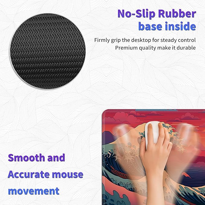 Large Mouse Pad, Desk Mat, XL Gaming Keyboard Mat, Non-Slip Rubber Base, Full Extended Mousepad for Gaming Office Home, 31.5 X 11.8 Inch, Sunset Wave
