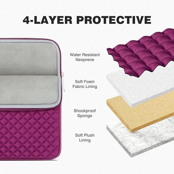 RAINYEAR 13 Inch Laptop Sleeve Diamond Foam Case Bag Compatible MacBook 14", 13.3" MacBook Air/Pro A3449 A3113 A3240 A2681 A2337 A2338 & for 13.3" PC Notebook Chromebook (Rose Red)