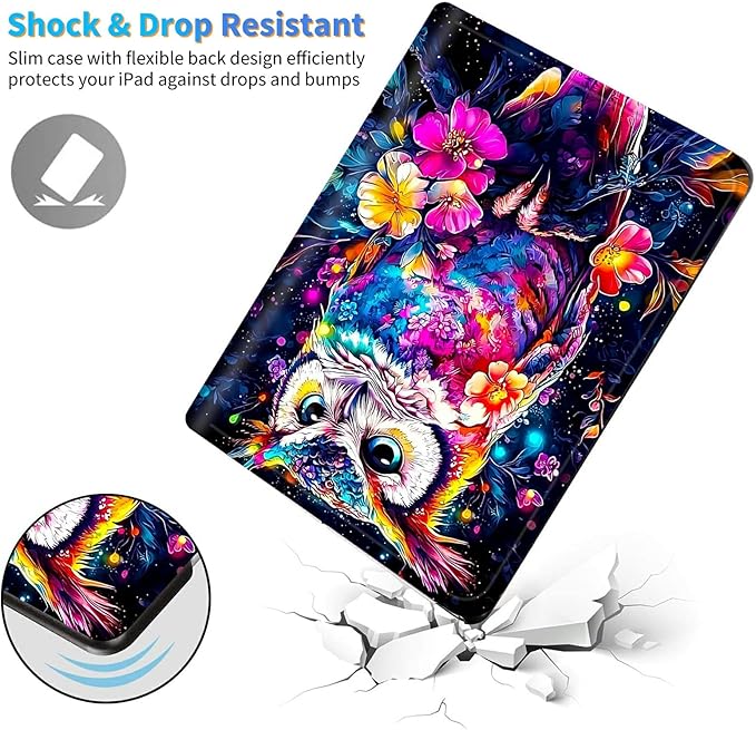 for All-New 6" Kindle 11th Generation 2024/2022 Release E-Reader Case, Slim Kickstand Stand Leather Smart Cover with Auto Wake/Sleep, Flower Owl