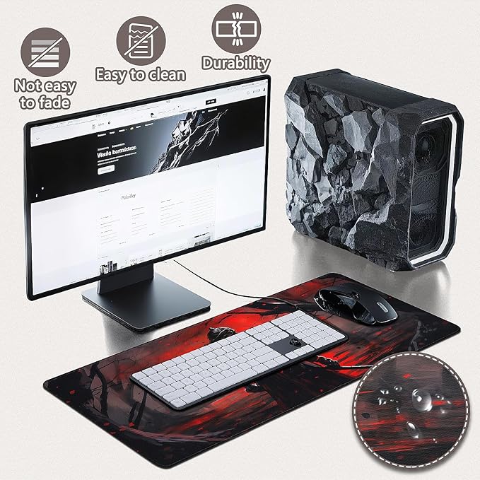 Gaming Mouse Pad - (31.5"×11.8") Japanese Samurai Large Mouse Pads for Desk - Desk Mat for Keyboard and Mouse with Non-Slip Base, Desks Pad Matfor Game/Office & Home