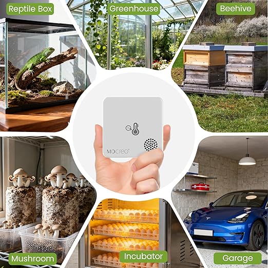 MOCREO WiFi Room Thermometer Hygrometer, Remote Email App Alert, 2 Years Data Export, 2 Years Battery, No Subscription, 3 Smart Temperature Sensors for RV, Greenhouse, Vacation Home, HVAC