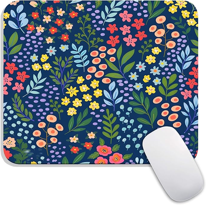 Square Mouse Pad Flowers,Personalized Premium-Textured Custom Mouse Mat Design,Washable Mousepad Lycra Cloth,Non-Slip Rubber Base Computer Mouse Pads for Wireless Mouse