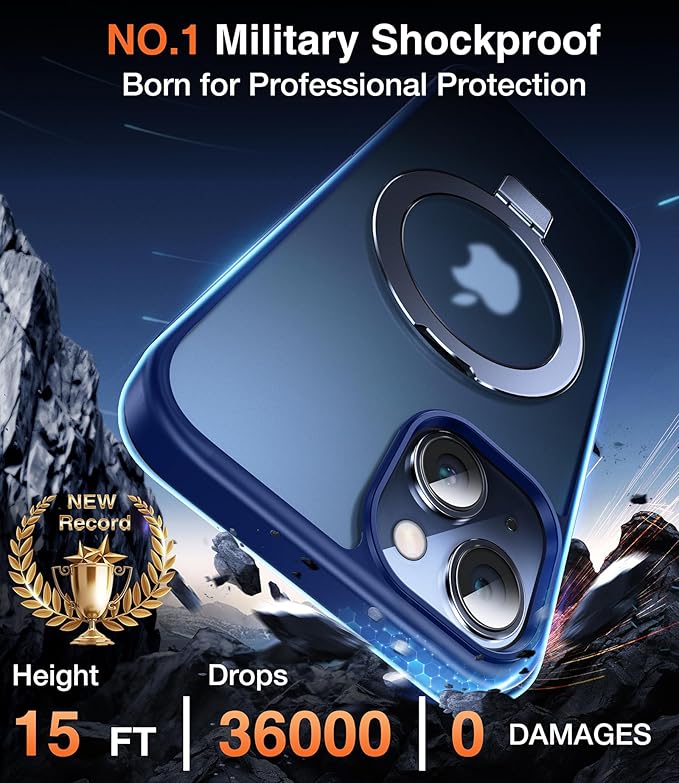 Chicfun 3-in-1 [Magnetic+Kickstand+Ring Holder] for iPhone 14 Plus Case with Stand Ring Holder， Compatible with MagSafe, Military Shockproof Kickstand Phone Case iPhone 14 Plus Cover Blue