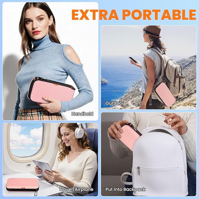 Double-Layer Hard Carrying Case with Multiple Pocket - Portable Electronics Organizer Travel Case for Women, Girl - Roomy Zipper Pouch Bag for Charger, Phone, Power Bank, Cable, Cord, Tech Accessories