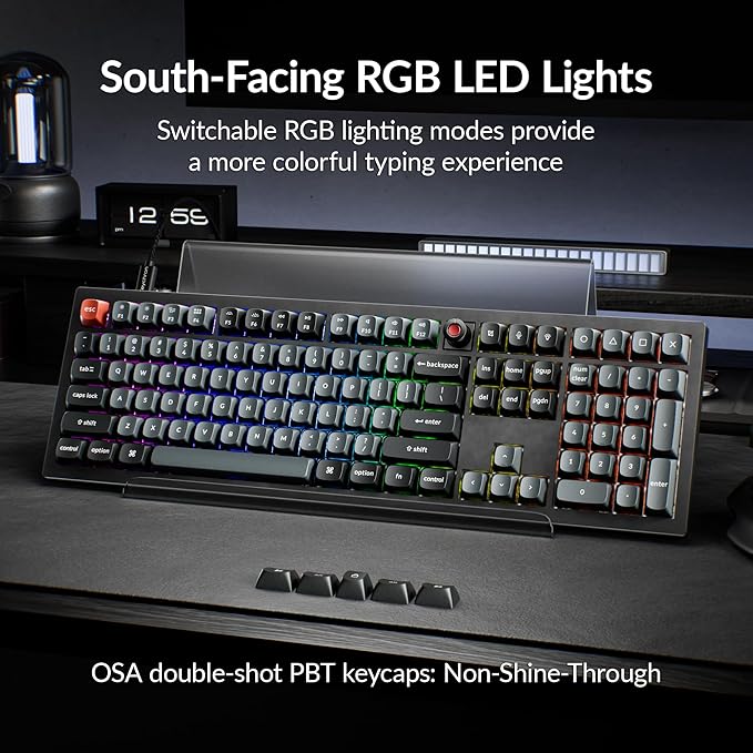 Keychron V6 8K Full Size Wired Mechanical Keyboard with Programmable Knob, 8000 Hz Polling Rate, OSA PBT Keycaps, Hot-swappable Super Banana Switchs, RGB Backlit for Mac Windows Linux