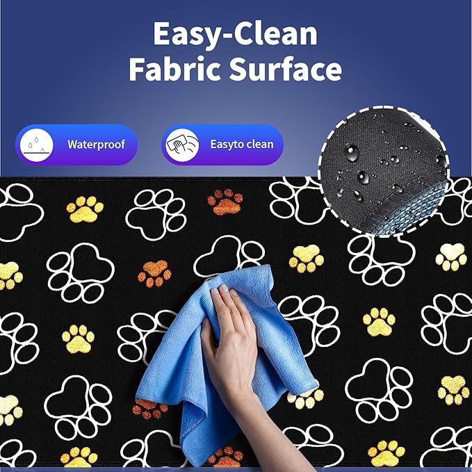 Extra Large Gaming & Office Mouse Pad (31.5" x 11.8") – Abstract Cute Dog Paw Prints Gold and White Design, Premium Anti-Slip XXL Desk Mat with Durable Stitched Edges