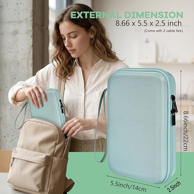 Hard Travel Electronic Organizer Case for MacBook Power Adapter Chargers Cables Power Bank Apple Magic Mouse Apple Pencil USB Flash Disk SD Card Hard Drive Shockproof Accessories Carrying Bag, Green
