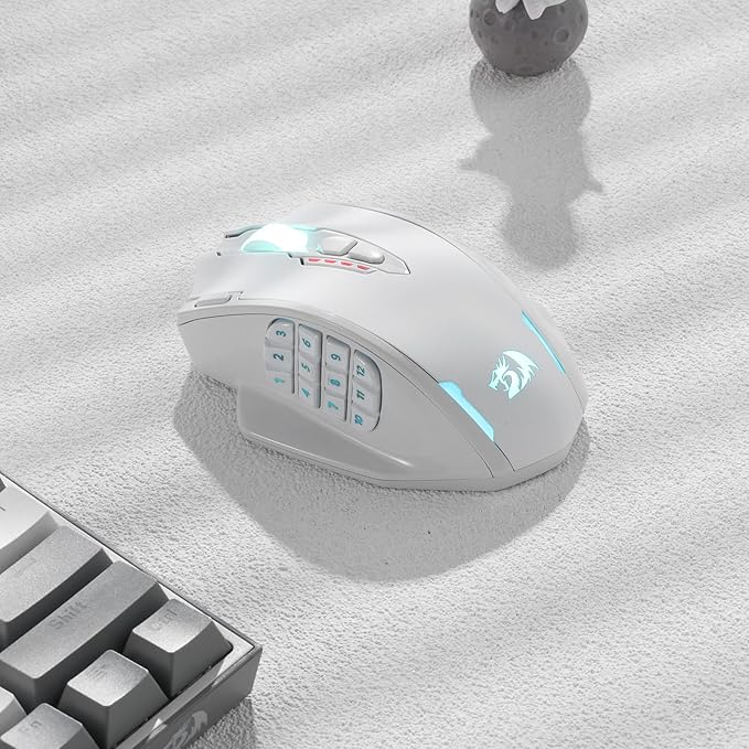 Redragon M913 Impact Elite Wireless Gaming Mouse, 16000 DPI Wired/Wireless RGB Mouse with 16 Programmable Buttons, 45 Hr Battery and Pro Optical Sensor, 12 Side Buttons MMO Mouse