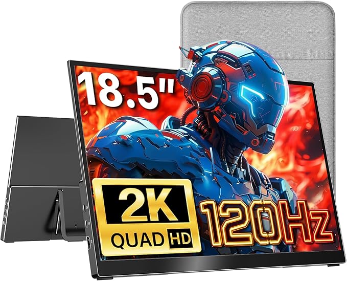 kksmart Portable Monitor for Laptop MacBook Surface PC Xbox PS5, Travel Monitor Second Screen for Laptop, HDMI USB-C VESA Compatible Built-in Speaker, 18.5inch