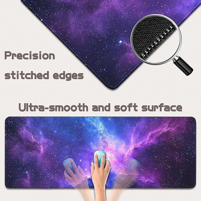 Mouse Pad Gaming - Desk Mat for Keyboard and Mouse - Galaxy Space Large Mouse Pad for Desk, Mousepad (31.5 x 11.8inch) with Non-Slip Base, Desks Pad Mat for Gaming, Office and Home