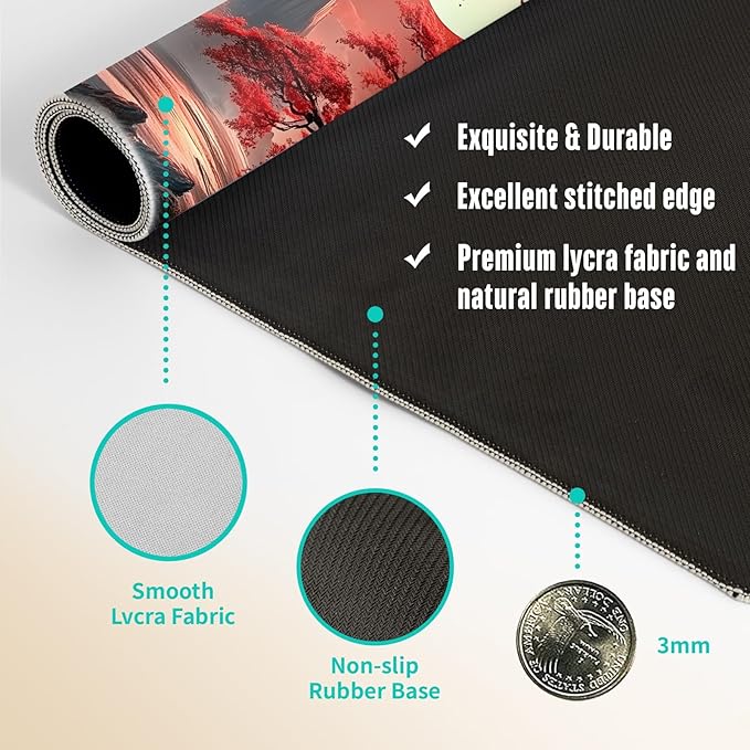 Extended Gaming Mouse Pad, Large Mouse Mat 3 mm Nature Rubber Base Mousepad with Stitched Edges, Non-Slip Desk Mat for Office Home Great Gift 31.5x11.8 Inch (Dark Canyon 2)