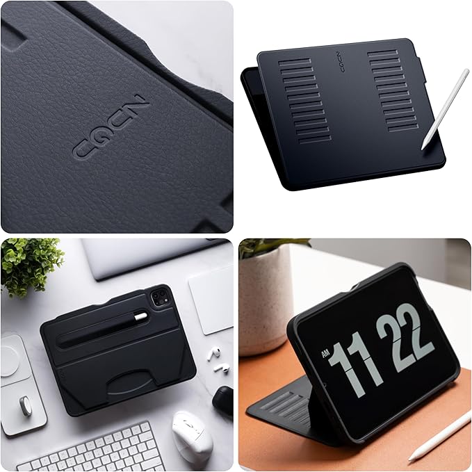 ZUGU Case for iPad Pro 12.9 Case 5th / 6th Generation Stand 2021/2022, Slim Protective Cover with Wireless Apple Pencil Charging, Magnetic Stand & Sleep/Wake Magnetic Cover, Stealth Black