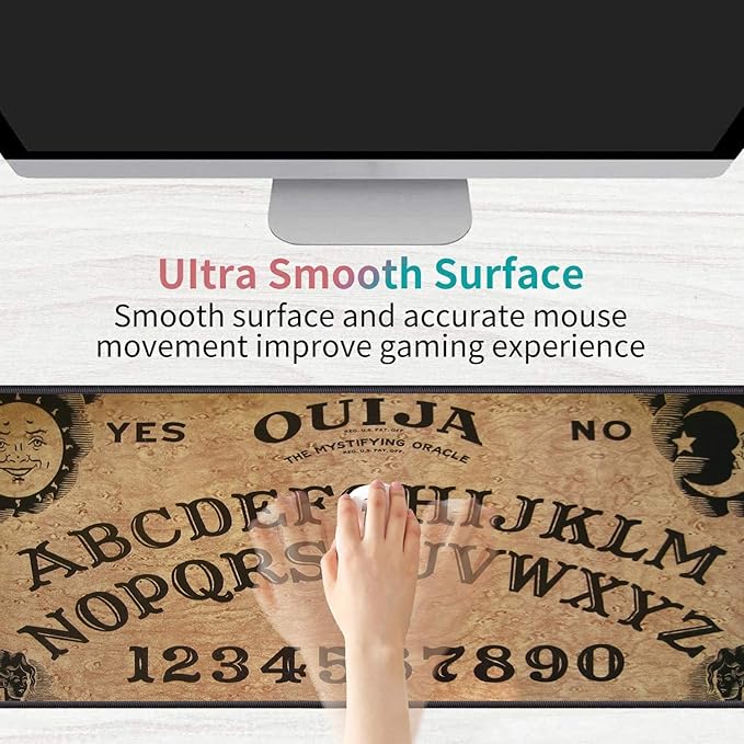 Desk Pad Mat Gaming Mouse Pads with Coasters Set, Stitched Edges Design Mouse Pad XXL Large Mouse Pad for Laptop Computers Retro Ouija Board Desk Writing Mat for Office & Home 31.5x 11.8