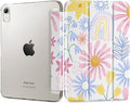 DONGKE for iPad mini 7 (A17 Pro) 2024 & iPad mini 6 2021 8.3 Inch, Slim Foldable Stand Hard PC Translucent Back Shell Smart Cover for iPad mini 7th/6th Generation [Auto Wake/Sleep] - Colorful Florals