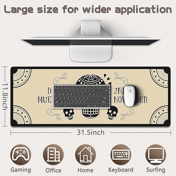 Gaming Mouse Pad - (31.5"×11.8") Skull Large Mouse Pads for Desk - Desk Mat for Keyboard and Mouse with Non-Slip Base, Desks Pad Matfor Game/Office & Home