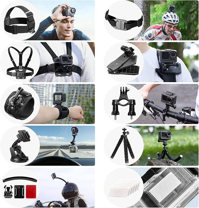 AKASO 60 in 1 Action Camera Accessories Kit Compatible with EK7000/EK7000 Pro/Brave 4/Brave 4 pro/Brave 7 LE/Brave 7/Brave 8/V50X/V50 Pro/V50 Elite/GoPro Hero 11 10 9 8 7/ DJI/Apexcam Action Cameras