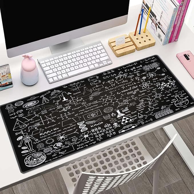 Science Formulas Gaming Mouse Pad, Extended Large Mouse Mat Desk Pad, Big Computer Keyboard Desk Pad, Stitched Edges Mousepad, 3mm Thick Long Non-Slip Rubber Base Mice Pad, 31.5 X 11.8 Inch