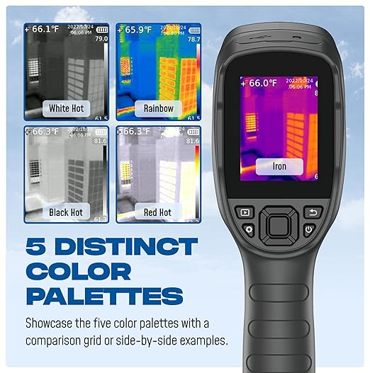 Kalliber Thermal Imaging Camera - 320 x 240 Screen Resolution, Inbuilt Storage 5000+ Images, 15 Hour Battery Handheld - 25Hz Infrared Camera, High/Low Temp Alarm, HVAC, Inspection & Electrical Faults