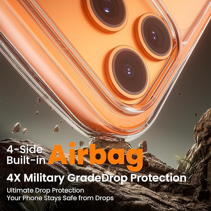 3-in-1 Air for iPhone 17 Pro Case with Screen Protector & Camera Lens Protector,[Fits MagSafe][Military-Grade Protection] [4-Side Built-in Airbag] Shockproof Case for 17Pro (Clear-White)