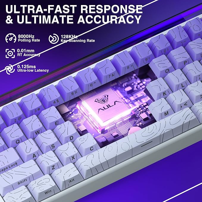 AULA Hero 68 HE 60% Gaming Keyboard Wired, Hall Effect Magnetic Switch Keyboard with Adjustable Actuation, Fast Trigger Mode, 8K Hz Polling Rate, 0.125ms Latency,Side Printed PBT Keycaps, RGB Backlit