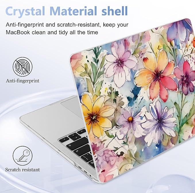 May Chen for MacBook Pro 16 inch A2141 2020 2019 Release, Screen Protector & Keyboard Cover Plastic Soft-Touch Case for MacBook Pro 16-inch with Touch Bar & Touch ID - Abstract Floral