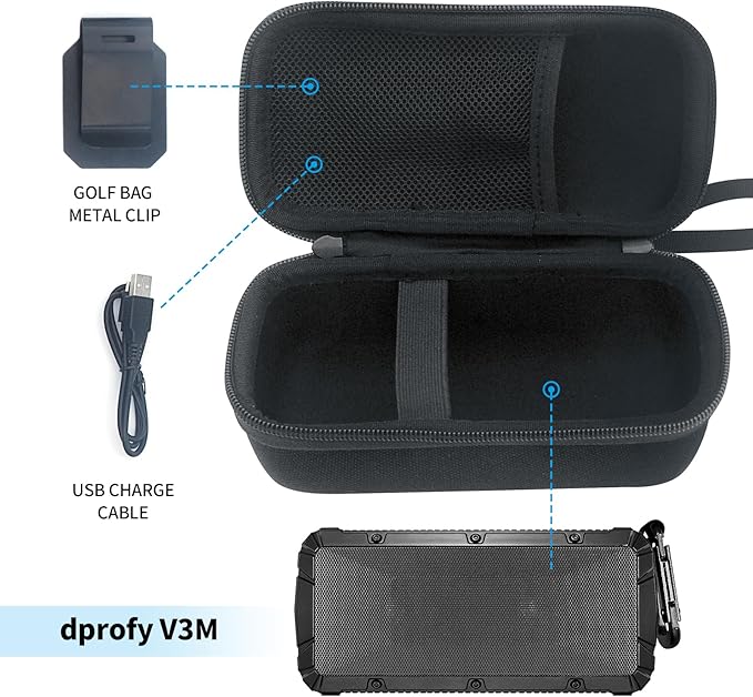 Pro Portable Magnetic Bluetooth Speaker - Wireless Waterproof IPX6/Shockproof - 3rd Gen Magnetic Speaker for Golf Cart - 24 Hr Playtime - TWS & SD Card Function + Case