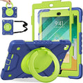 Andnary Case for iPad 6th/5th Generation 9.7 inch 2018/2017 Case, iPad Air 2/Pro 9.7 inch Heavy Duty Protective Cover with 360° Rotate Handle Stand, Pencil Holder, Shoulder Strap (Navy+Green)