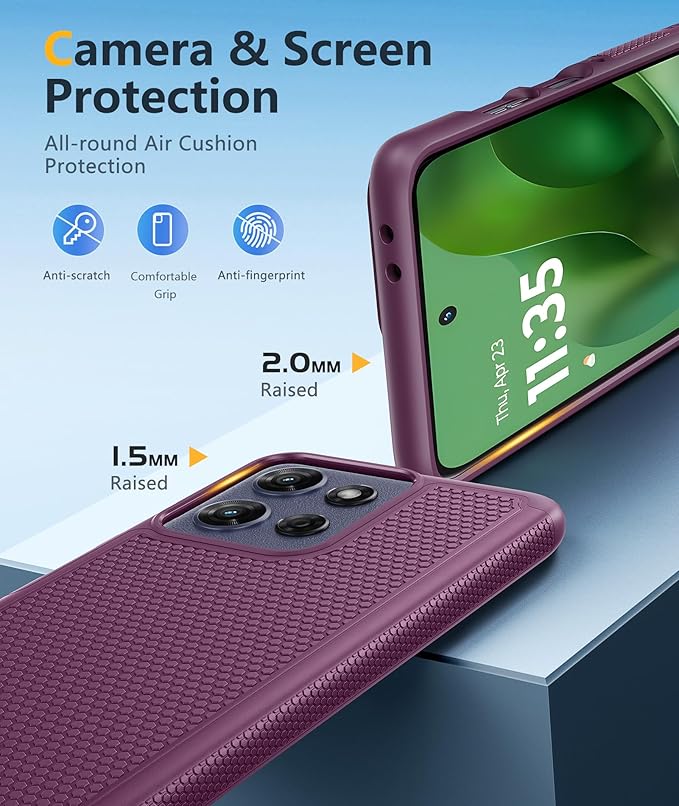 FNTCASE for Moto G-Power 2025 Case: Motorola G Power 2025 Case 14FT Military Grade Drop Protection with Screen Protector Shockproof Anti-Slip Rugged Matte Dual Layer Daily Cover 6.8 Inch (Burgundy)