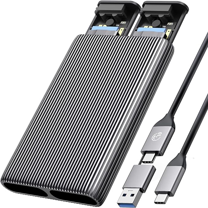 ORICO Dual M.2 NVMe SSD Aluminum USB3.2 Gen2 10Gbps, M.2 Type-C Docking Station for PCIe M-Key, B&M Key 2230/2242/2260/2280 SSD, Tool-Free, Up to 4TB