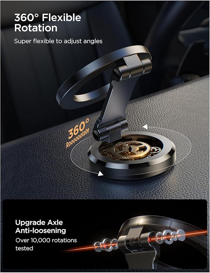 JOYROOM Fits MagSafe Car Mount, [All-Metal] Magnetic Phone Holder for Car with Strong Magnets, 360° Adjustable iPhone Car Mount, Car Accessories for Women Men, for iPhone 17 Pro Max 16 15 14 13 12