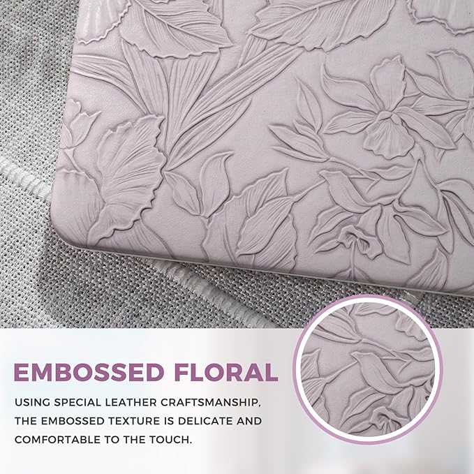 iCasso for MacBook Air 15 inch Case 2026 2025-2023 Release M5 A3448 M4 A3241 M3 A3114 M2 A2941, Texture Leather Plastic Case for MacBook Air 15.3"+ Keyboard Cover + Screen Film, Purple Floral