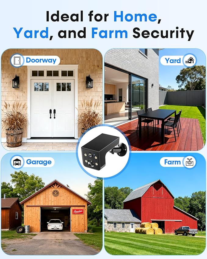 Thybro Solar Powered Camera Outdoor 2 Pack: AI Motion Detection 2K Outdoor Camera Wireless - Long Battery Life for Home & Business Monitoring(Black)