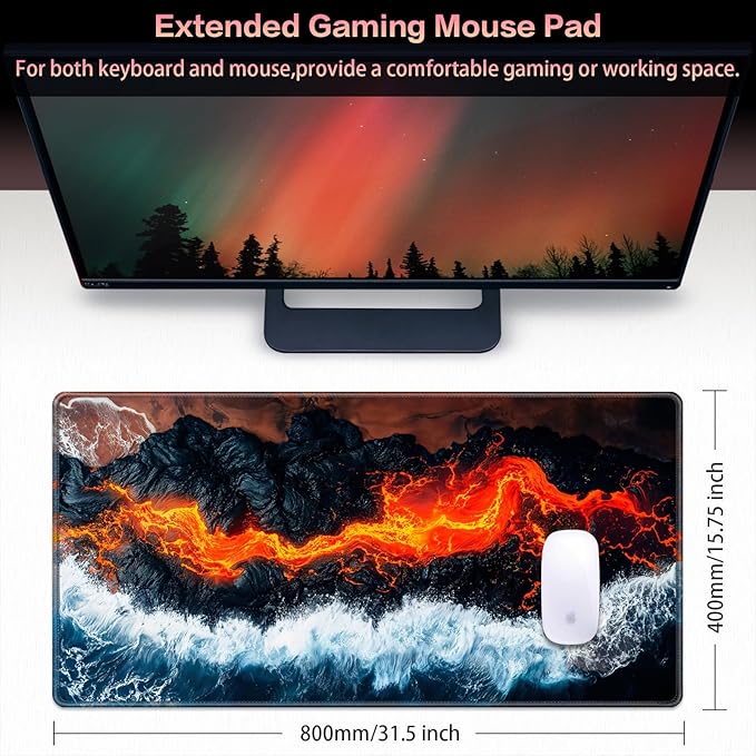 Canjoy Gaming Mouse Pad, 31.5x15.7inch Large Extended Mousepad Big Computer Desk Mat for Keyboard and Mouse Full Desk Mouse Mat with Non-Slip & Rubber Base