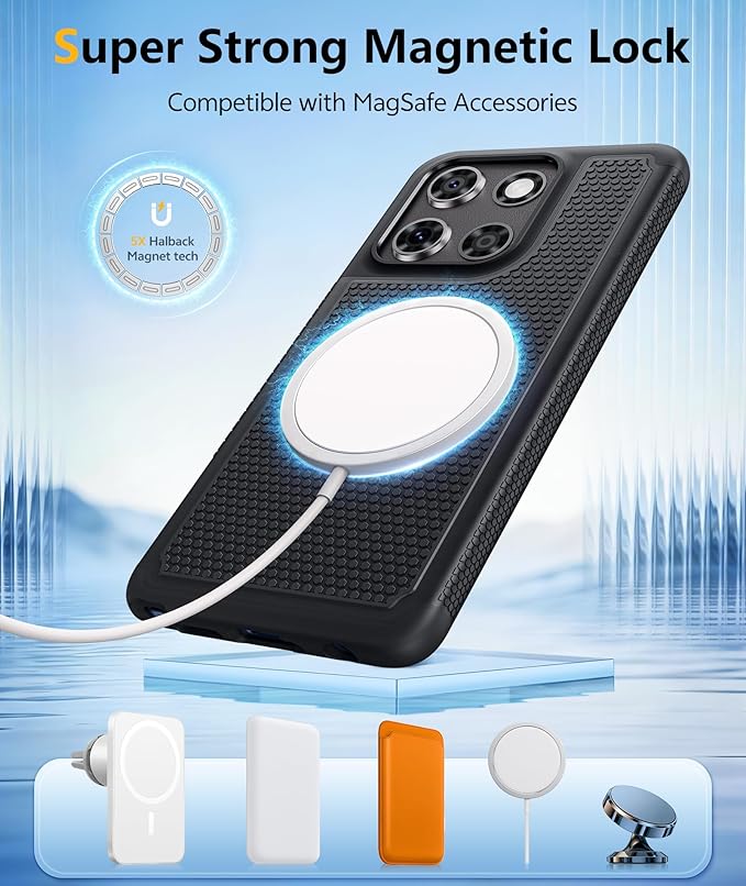 FNTCASE for Moto G Stylus 2026/2025 Case Magnetic: Fits MagSafe, with Screen Protector, 14FT Military Grade Drop Protection Shockproof Non-Slip Matte Dual Layer Phone Cover, 6.7 inch (Black Magnetic)