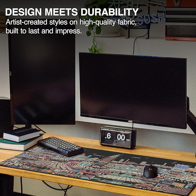 MPCO. Original Large Gaming Desk Mat – 36" x 17" Duraglyde Masterpiece Ichiba-Night Full Desk Mouse Pad for Smooth Precision – Non-Slip, Washable Extra-Large PC Mouse Pad for Gaming Sessions