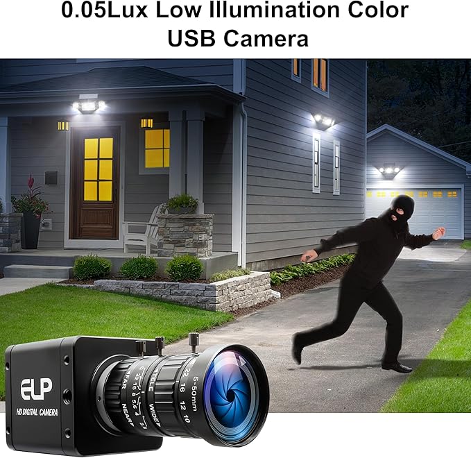 4K HDMI USB3.0 Simultaneous Output Camera H.264 High Speed 60fps Low Illumination Color Lightburn Webcam, 5-50mm 10X Zoom Manual Lens Plug & Play for Windows Linux Android Live Streaming