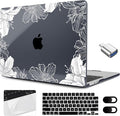 MEEgoodo Case for M5/M4/M3/M2 MacBook Air 15 inch Case 2026 2025 2024 2023, Laptop Shell Fit Model (A3448/A3241/A3114/A2941) for MacBook Air 15.3-inch, Lily Floral