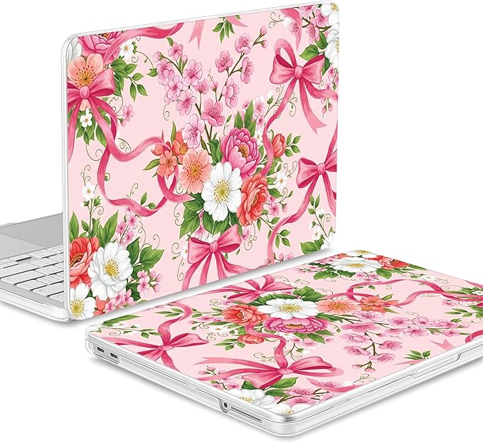Tuiklol for 2026 MacBook Neo 13 Inch A18 Pro Chip Case, (Model A3404) Anti-Scratch Anti-Drop Slim Hard PC Shell Case with Shockproof Protective MacBook Neo Laptop Cover, Flower with Bow